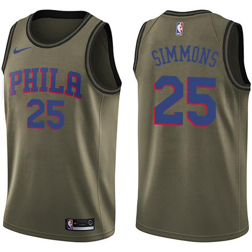 Nike 76ers #25 Ben Simmons Green Salute to Service NBA Swingman Jersey Nike 76ers #25 Ben Simmons Green Salute to Service NBA Swingman Jersey