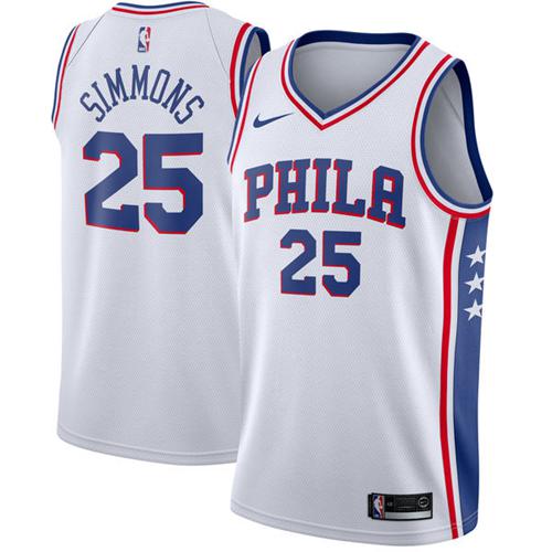 Nike 76ers #25 Ben Simmons White Stitched NBA Swingman Jersey Nike 76ers #25 Ben Simmons White Stitched NBA Swingman Jersey
