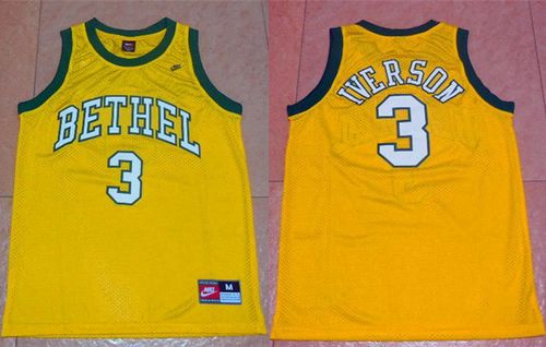 76ers #3 Allen Iverson Yellow Bethel High School Stitched NBA Jersey 76ers #3 Allen Iverson Yellow Bethel High School Stitched NBA Jersey