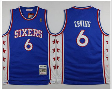 Mitchell and Ness Philadelphia 76ers #6 Julius Erving Stitched Blue Throwback NBA Jersey Mitchell and Ness Philadelphia 76ers #6 Julius Erving Stitched Blue Throwback NBA Jersey