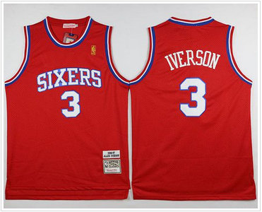 Philadelphia 76ers #3 Allen Iverson Stitched Red NBA Jersey Philadelphia 76ers #3 Allen Iverson Stitched Red NBA Jersey