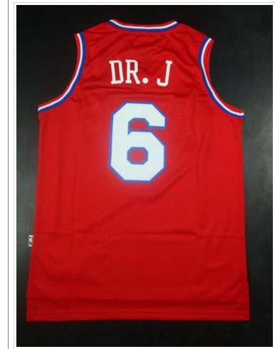 Philadelphia 76ers #6 Julius Erving Red Throwback DR. J Stitched NBA Jersey