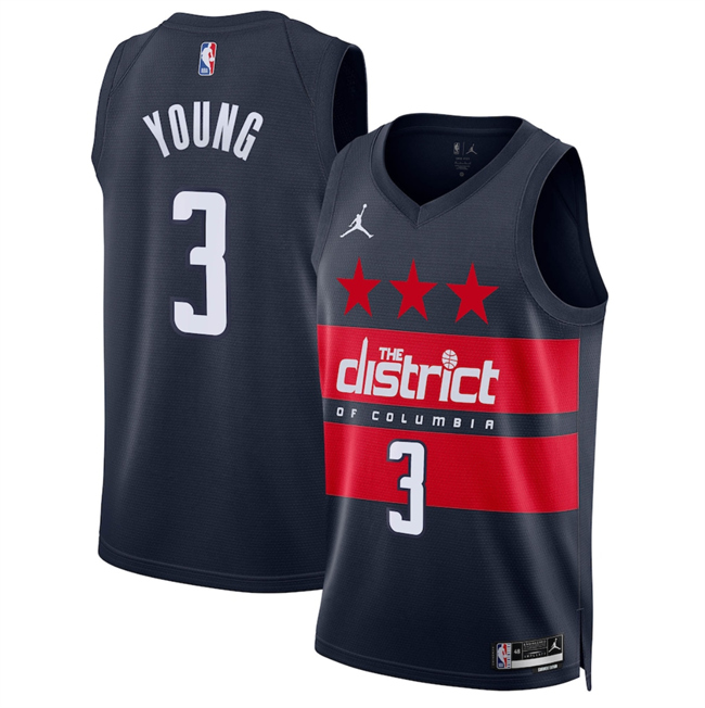 Men's Washington Wizards #33 Kyle Kuzma Navy 2024 25 Statement Edition Stitched Basketball Jersey