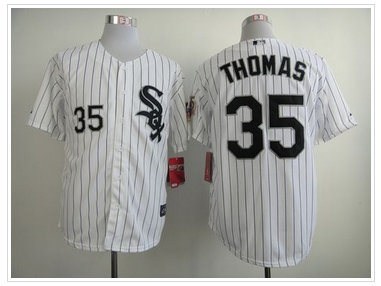 Chicago White Sox #35 Frank Thomas White w75th Anniversary Commemorative Patch Stitched Jersey