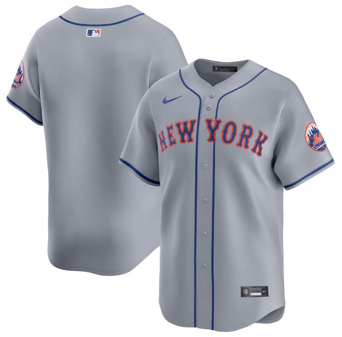 Men's New York Mets Blank Grey 2024 Away Limited Stitched Baseball Jersey Men's New York Mets Blank Grey 2024 Away Limited Stitched Baseball Jersey