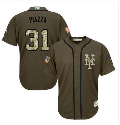 Mets #31 Mike Piazza Green Salute to Service Stitched MLB Jersey