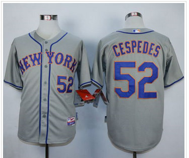 New York Mets #52 Yoenis Cespedes Grey Road Cool Base Stitched MLB Jersey