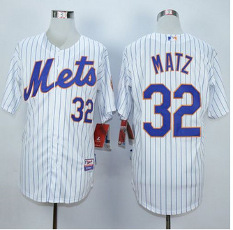 New York Mets #32 Steven Matz White(Blue Strip) Home Cool Base Stitched Baseball Jersey