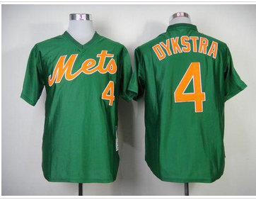 New York Mets #4 Lenny Dykstra Green Throwback Baseball Jersey(Mitchell And Ness 1985)