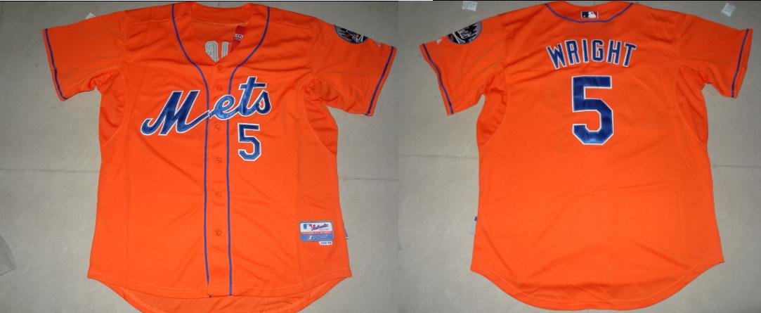 MLB New York Mets 5 Wright orange jersey