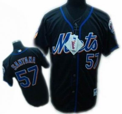 New York Mets 57# Johan Santana black jerseys
