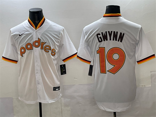 Men's San Diego Padres #19 Tony Gwynn White 1984 Turn Back The Clock Stitched Baseball Jersey Men's San Diego Padres #19 Tony Gwynn White 1984 Turn Back The Clock Stitched Baseball Jersey