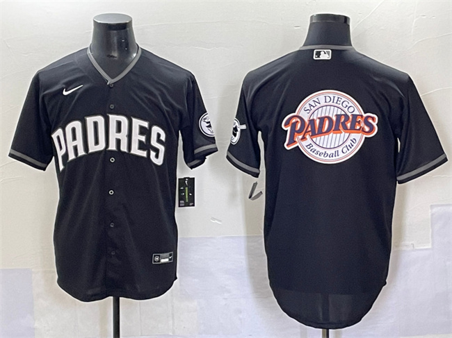 Men's San Diego Padres Team Big Logo Black Stitched Baseball Jersey 2 Men's San Diego Padres Team Big Logo Black Stitched Baseball Jersey 2