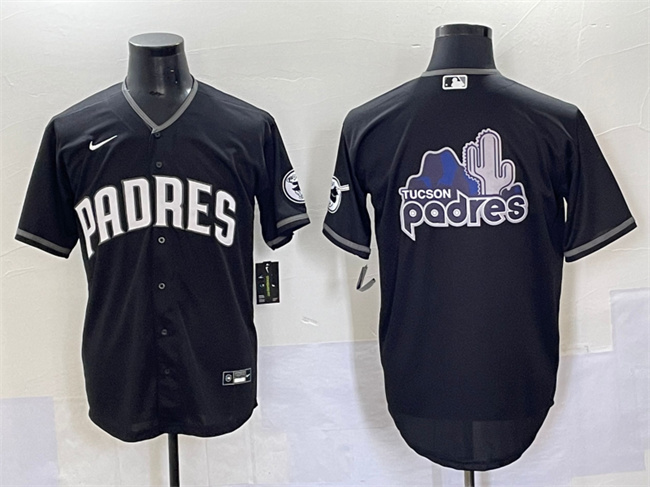 Men's San Diego Padres Team Big Logo Black Stitched Baseball Jersey 1