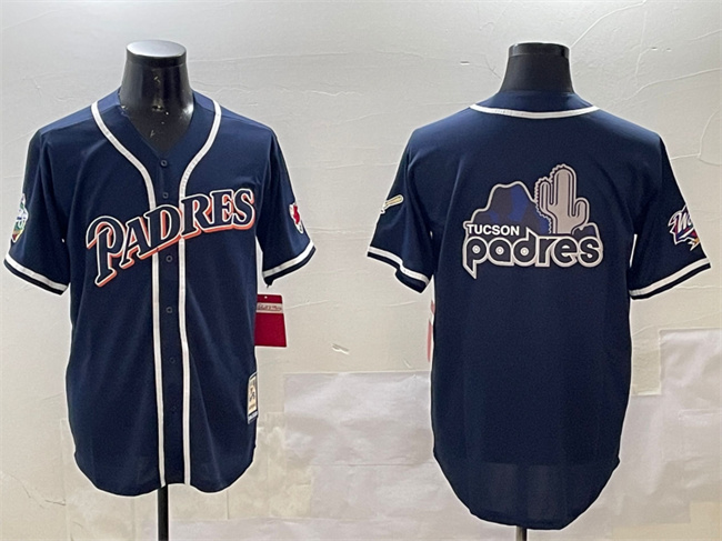 Men's San Diego Padres Tan Team Big Logo Navy 1998 World Series Cool Base Stitched Baseball Jersey 1 Men's San Diego Padres Tan Team Big Logo Navy 1998 World Series Cool Base Stitched Baseball Jersey 1