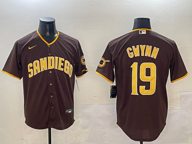 Men's San Diego Padres #19 Tony Gwynn Brown Cool Base Stitched Baseball Jersey Men's San Diego Padres #19 Tony Gwynn Brown Cool Base Stitched Baseball Jersey