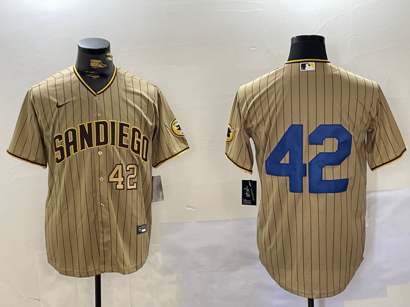 Men's San Diego Padres #42 Jackie Robinson Tan Cool Base Stitched Baseball Jersey 2 Men's San Diego Padres #42 Jackie Robinson Tan Cool Base Stitched Baseball Jersey 2