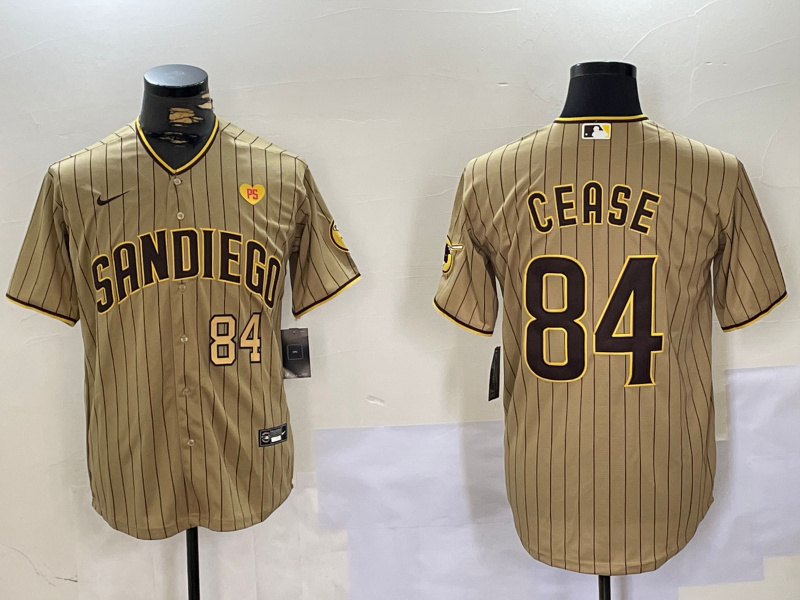 Men's San Diego Padres #84 Dylan Cease Tan Cool Base Stitched Baseball Jersey 5 Men's San Diego Padres #84 Dylan Cease Tan Cool Base Stitched Baseball Jersey 5