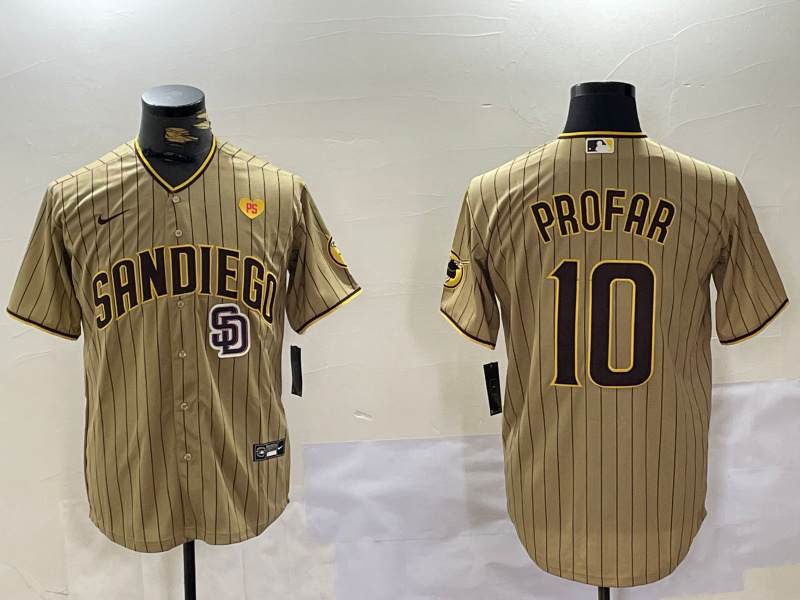 Men's San Diego Padres #10 Jurickson Profar Tan Cool Base Stitched Baseball Jersey 2 Men's San Diego Padres #10 Jurickson Profar Tan Cool Base Stitched Baseball Jersey 2