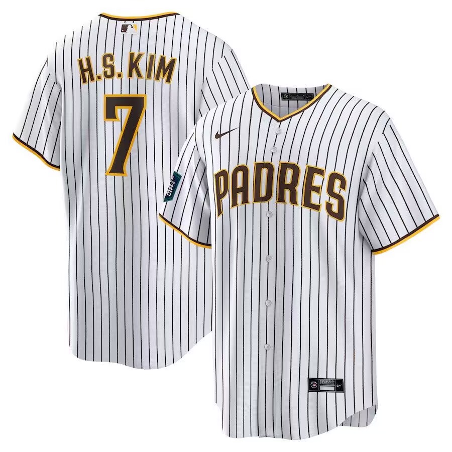 Men's San Diego Padres #7 Ha Seong Kim White Stitched MLB Cool Base Nike White Jersey Men's San Diego Padres #7 Ha Seong Kim White Stitched MLB Cool Base Nike White Jersey