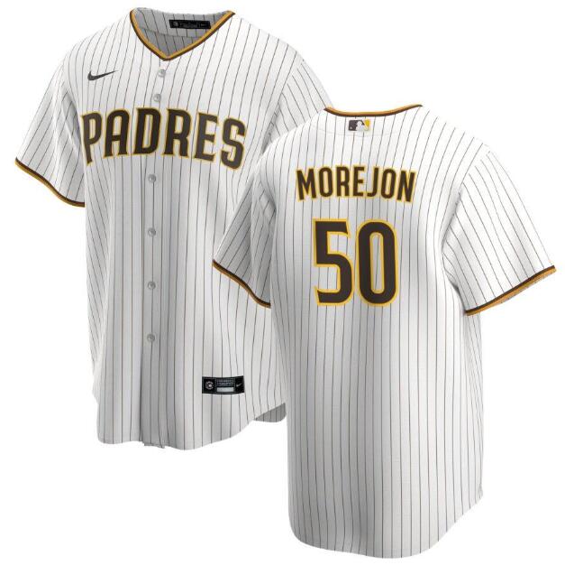 Men's San Diego Padres #50 Adrian Morejon White Home Stitched Baseball Jersey Men's San Diego Padres #50 Adrian Morejon White Home Stitched Baseball Jersey