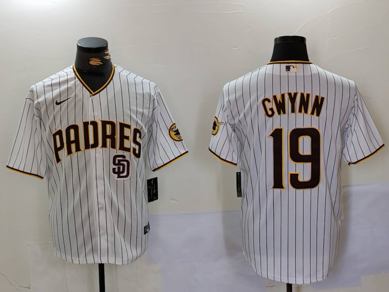 Men's San Diego Padres #19 19 Tony Gwynn White Cool Base Stitched Baseball Jersey Men's San Diego Padres #19 19 Tony Gwynn White Cool Base Stitched Baseball Jersey