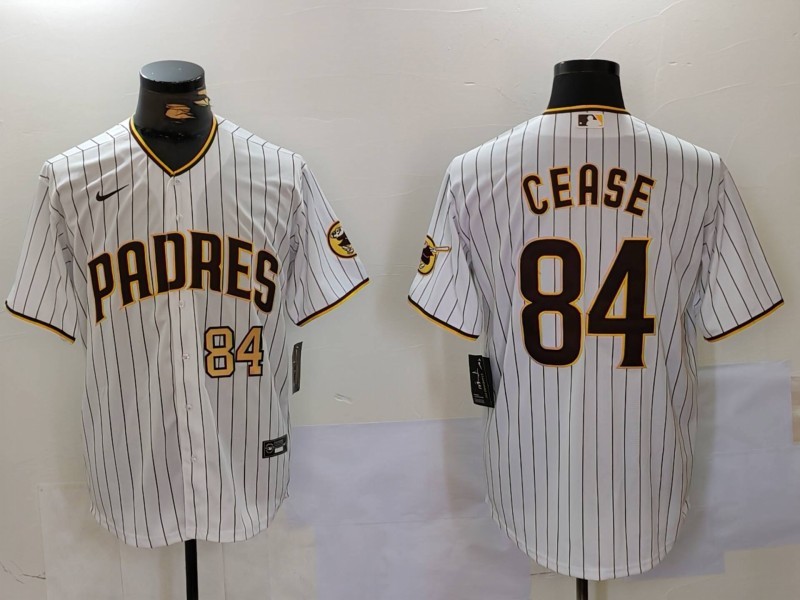 Men's San Diego Padres #84 Dylan Cease White Cool Base Stitched Baseball Jersey Men's San Diego Padres #84 Dylan Cease White Cool Base Stitched Baseball Jersey