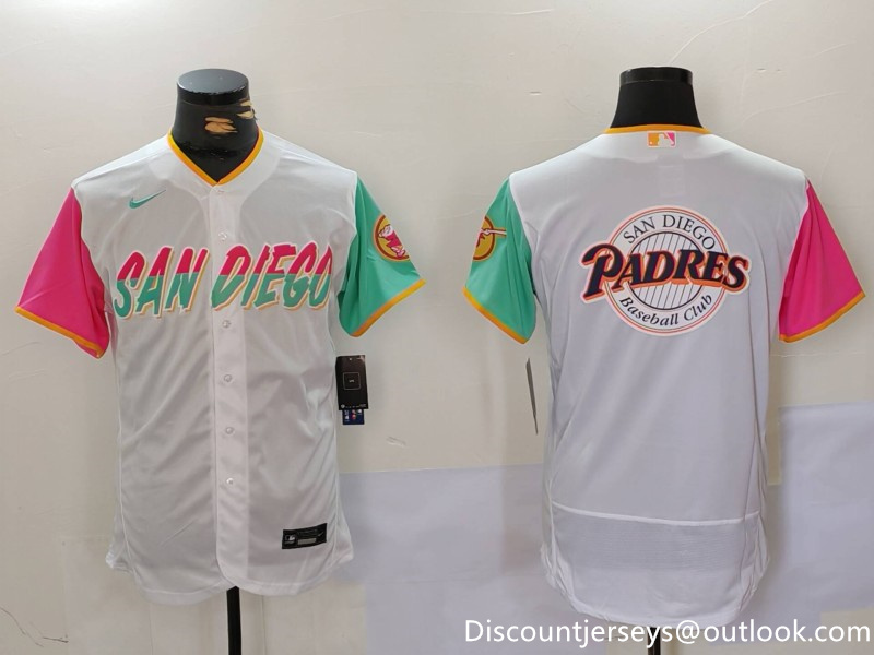 Men's San Diego Padres big logo Profar White City Connect Cool Base Stitched Baseball Jersey 3 Men's San Diego Padres big logo Profar White City Connect Cool Base Stitched Baseball Jersey 3