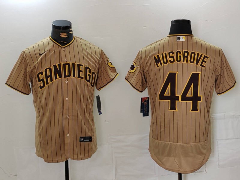 Nike Men's San Diego Padres #44 Musgrove Tan Brown Authentic Alternate Player Jersey 2 Nike Men's San Diego Padres #44 Musgrove Tan Brown Authentic Alternate Player Jersey 2