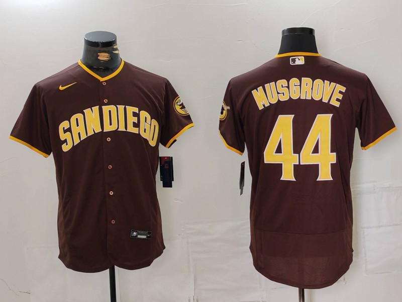 Nike Men's San Diego Padres #44 Musgrove Brown Tan Authentic Alternate Player Jersey 3 Nike Men's San Diego Padres #44 Musgrove Brown Tan Authentic Alternate Player Jersey 3