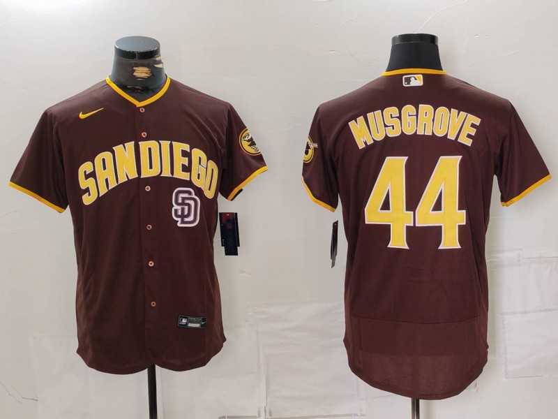 Nike Men's San Diego Padres #44 Musgrove Brown Tan Authentic Alternate Player Jersey 2 Nike Men's San Diego Padres #44 Musgrove Brown Tan Authentic Alternate Player Jersey 2