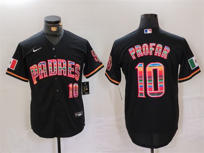 Men's San Diego Padres #10 Jurickson Profar Mexico Black Cool Base Stitched Baseball Jersey Men's San Diego Padres #10 Jurickson Profar Mexico Black Cool Base Stitched Baseball Jersey