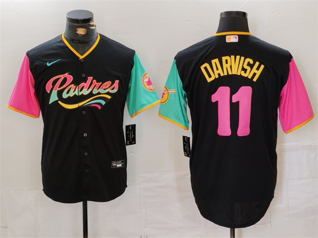 Men's San Diego Padres #11 Yu Darvish Black City Connect Cool Base Stitched Baseball Jersey Men's San Diego Padres #11 Yu Darvish Black City Connect Cool Base Stitched Baseball Jersey