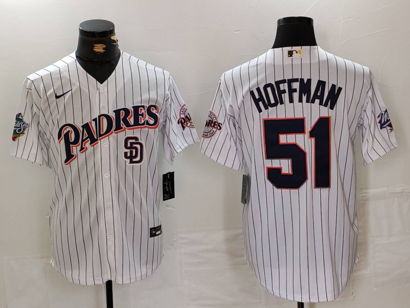 Men's San Diego Padres #51 Trevor Hoffman White 1998 World Series Cool Base Stitched Baseball Jersey 1 Men's San Diego Padres #51 Trevor Hoffman White 1998 World Series Cool Base Stitched Baseball Jersey 1