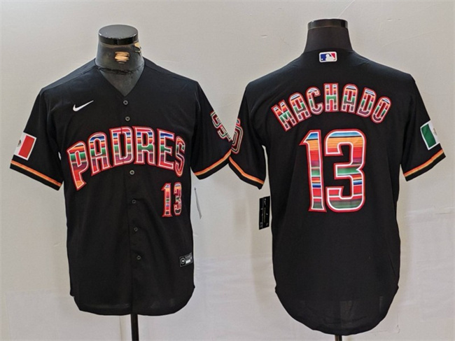 Men's San Diego Padres #13 Manny Machado Black Mexico Cool Base Stitched Baseball Jersey Men's San Diego Padres #13 Manny Machado Black Mexico Cool Base Stitched Baseball Jersey