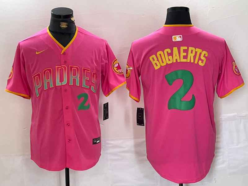Men's San Diego Padres #2 Xander Bogaerts Pink Cool Base Stitched Baseball Jersey 5 Men's San Diego Padres #2 Xander Bogaerts Pink Cool Base Stitched Baseball Jersey 5
