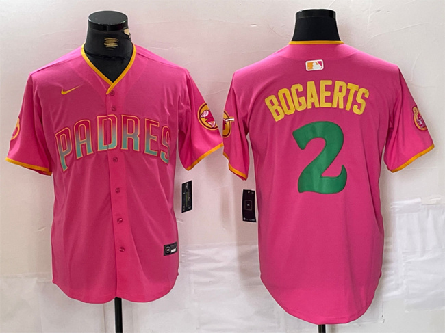 Men's San Diego Padres #2 Xander Bogaerts Pink Cool Base Stitched Baseball Jersey Men's San Diego Padres #2 Xander Bogaerts Pink Cool Base Stitched Baseball Jersey