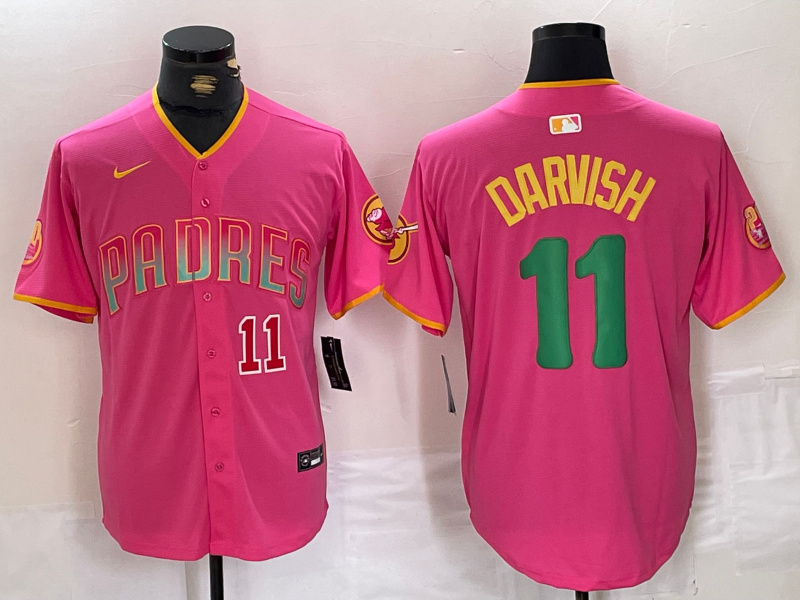 Men's San Diego Padres #11 Yu Darvish Pink Cool Base Stitched Baseball Jersey 1 Men's San Diego Padres #11 Yu Darvish Pink Cool Base Stitched Baseball Jersey 1