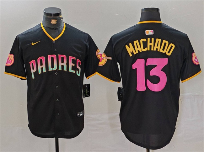 Men's San Diego Padres #13 Manny Machado Black Cool Base Stitched Baseball Jersey Men's San Diego Padres #13 Manny Machado Black Cool Base Stitched Baseball Jersey