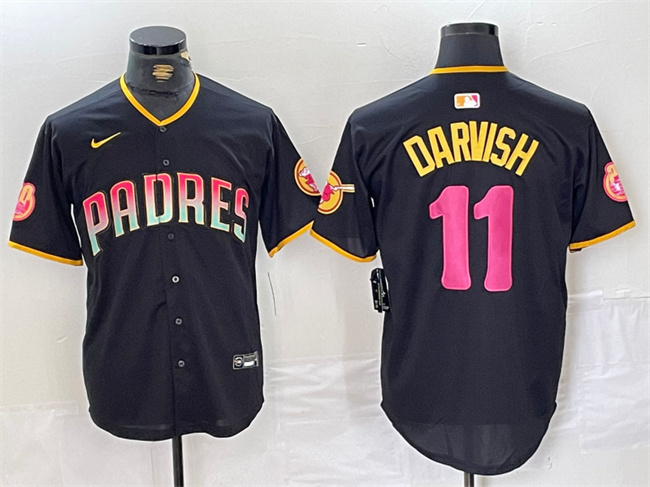 Men's San Diego Padres #11 Yu Darvish Black Cool Base Stitched Baseball Jersey Men's San Diego Padres #11 Yu Darvish Black Cool Base Stitched Baseball Jersey