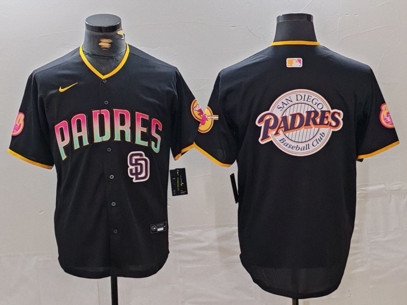 Men's San Diego Padres Black Team Big Logo Cool Base Stitched Baseball JerseyS 2 Men's San Diego Padres Black Team Big Logo Cool Base Stitched Baseball JerseyS 2