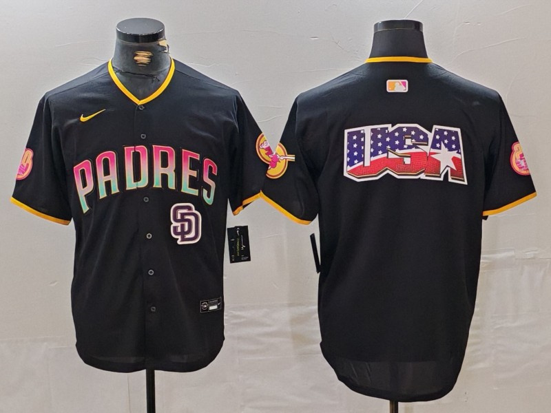 Men's San Diego Padres Black Team Big Logo Cool Base Stitched Baseball JerseyS 1 Men's San Diego Padres Black Team Big Logo Cool Base Stitched Baseball JerseyS 1
