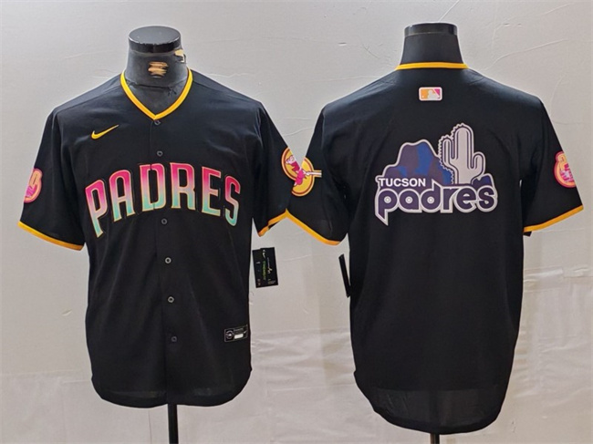 Men's San Diego Padres Black Team Big Logo Cool Base Stitched Baseball Jersey Men's San Diego Padres Black Team Big Logo Cool Base Stitched Baseball Jersey