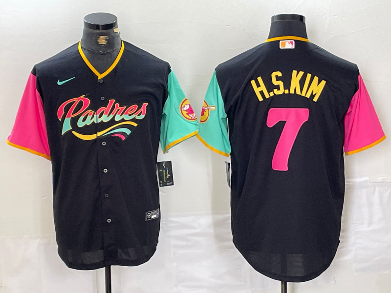Men's San Diego Padres #7 Ha-Seong Kim Black City Connect Cool Base Stitched Baseball Jersey ebjerseys.com Men's San Diego Padres #7 Ha-Seong Kim Black City Connect Cool Base Stitched Baseball Jersey ebjerseys.com