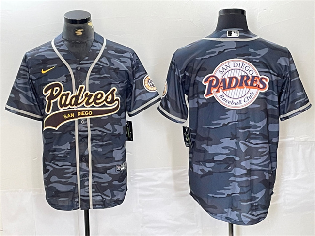Men's San Diego Padres Gray Camo Team Big Logo Cool Base Stitched Baseball Jersey 4 Men's San Diego Padres Gray Camo Team Big Logo Cool Base Stitched Baseball Jersey 4