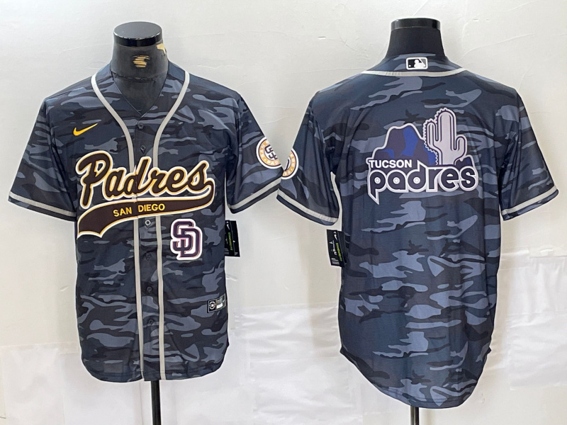Men's San Diego Padres Blank Gray Camo Cool Base Stitched Baseball Jersey 4 Men's San Diego Padres Blank Gray Camo Cool Base Stitched Baseball Jersey 4