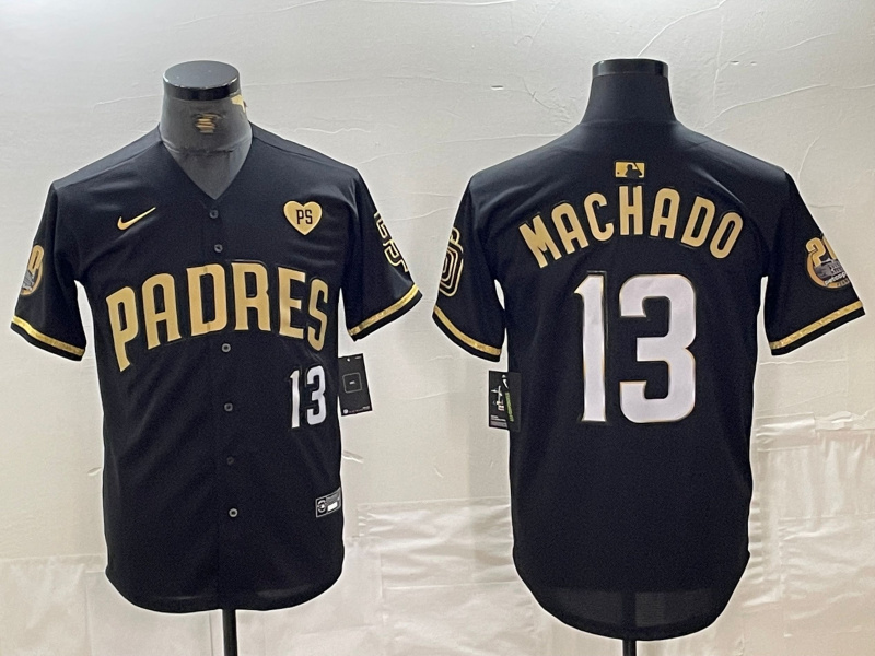 Men's San Diego Padres #13 Manny Machado Black Gold With Patch Cool Base Stitched Baseball Jersey Men's San Diego Padres #13 Manny Machado Black Gold With Patch Cool Base Stitched Baseball Jersey