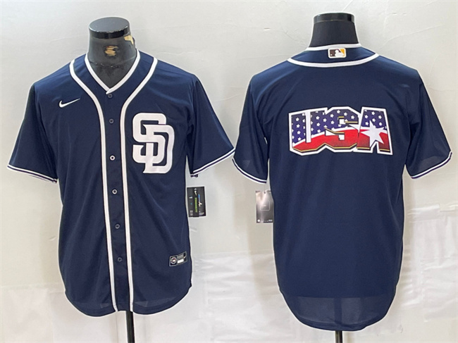 Men's San Diego Padres Navy Team Big Logo Cool Base Stitched Baseball Jersey 6 Men's San Diego Padres Navy Team Big Logo Cool Base Stitched Baseball Jersey 6
