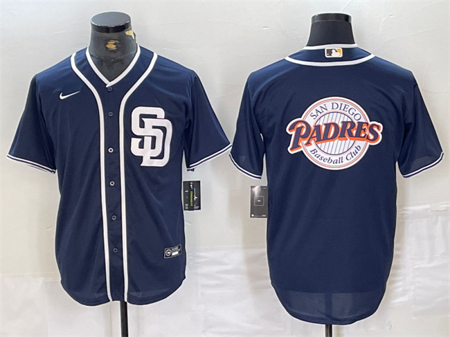 Men's San Diego Padres Navy Team Big Logo Cool Base Stitched Baseball Jersey 4 Men's San Diego Padres Navy Team Big Logo Cool Base Stitched Baseball Jersey 4
