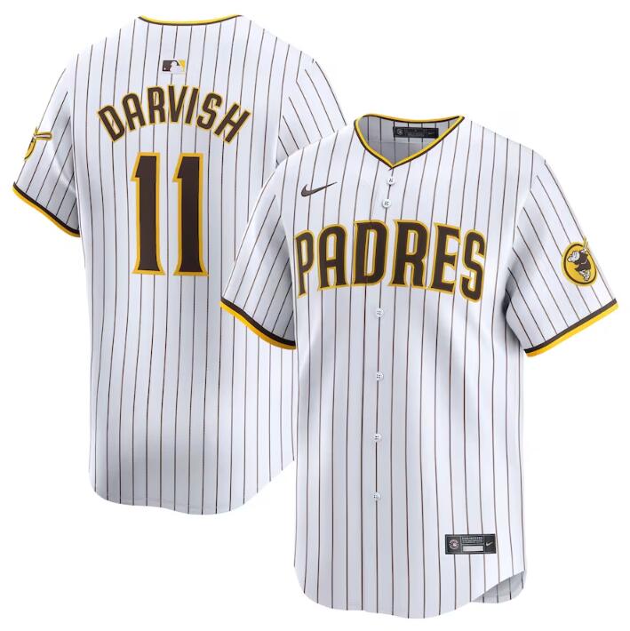 Men's San Diego Padres #11 Yu Darvish White 2024 Home Limited Stitched Baseball Jersey Men's San Diego Padres #11 Yu Darvish White 2024 Home Limited Stitched Baseball Jersey